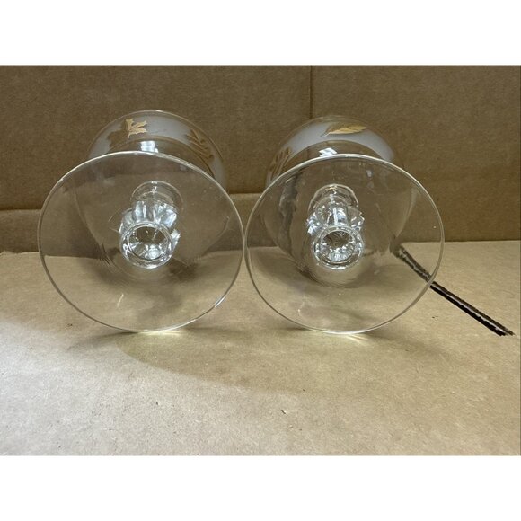 Libbey Frosted Gold Foliage 4 1/4" Vintage Sherbet Champagne Glasses Set Of 2 - Picture 8 of 8